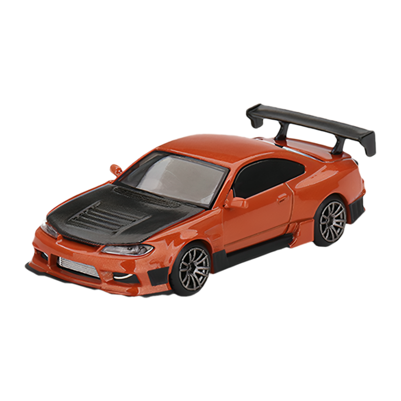 Машинка Premium MINI GT Nissan Silvia S15 D-MAX 1:64 Orange - Retromagaz