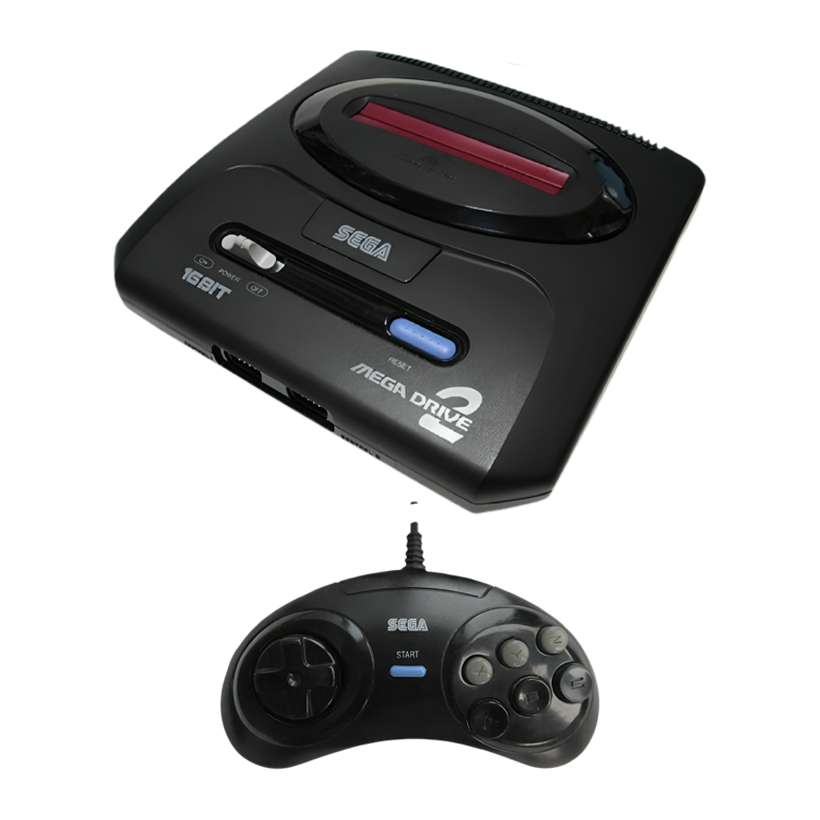 Набір Консоль RMC Mega Drive 2 з Розʼємом для Sega CD 90х Black Б/У  + Геймпад Дротовий - Retromagaz