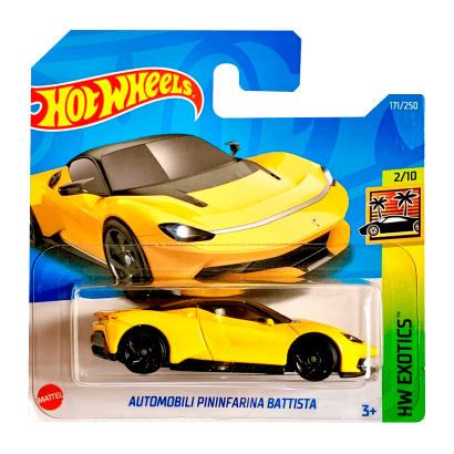 Машинка Базовая Hot Wheels Automobili Pininfarina Battista Exotics 1:64 HCV89 Yellow - Retromagaz