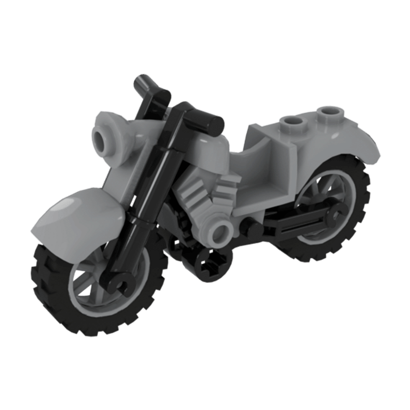 Транспорт Lego Мотоцикл Vintage Black Chassis and Light Bluish Gray Wheels 85983c01 Light Bluish Grey Б/У - Retromagaz