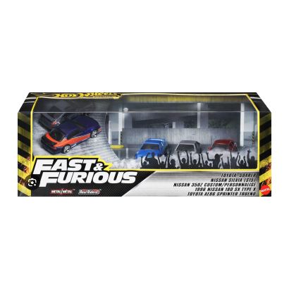 Машинка Premium 5шт Hot Wheels Nissan 350Z / Toyota AE86 / Nissan 180SX / Toyota Soarer / Nissan Silvia Fast & Furious 1:64 JFL99 Black - Retromagaz