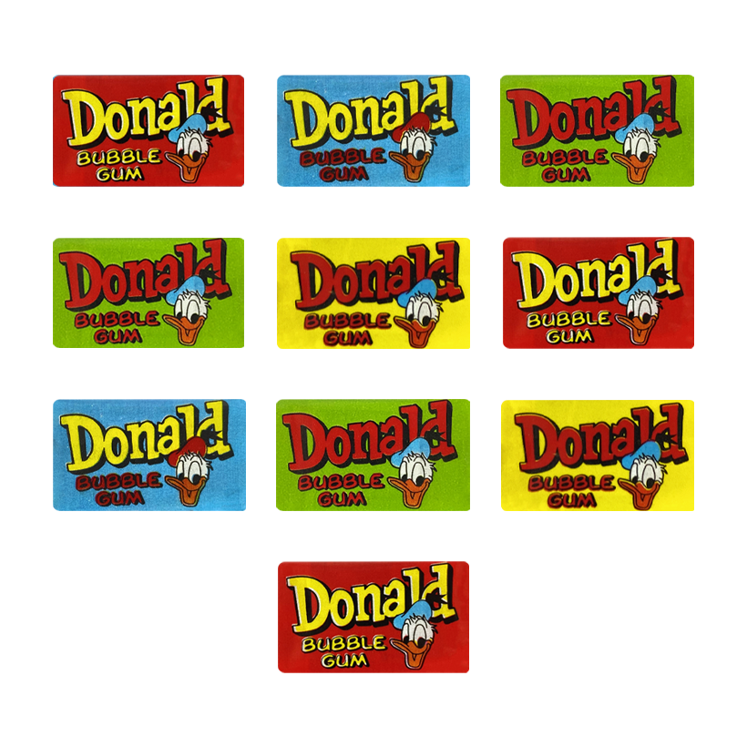 Набір Жувальна Гумка 10шт Donald Bubble Gum Red Blue Yellow Green 4,5g - Retromagaz