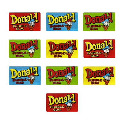 Набор Жевательная Резинка Donald Bubble Gum 10шт Red Blue Yellow Green 4,5g - Retromagaz