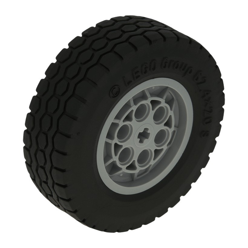 Колесо Lego 43.2mm D x 18mm Flush Axle Stem Black Tire 62.4 x 20 S 86652c01 32019 86652 Light Bluish Grey Б/У - Retromagaz