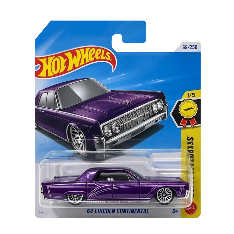 Машинка Базовая Hot Wheels ’64 Lincoln Continental Super Treasure Hunt STH Best in Class 1:64 JPD26 Purple - Retromagaz