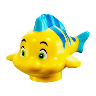 Фигурка Lego Вода Fish Little Mermaid with Blue Stripes Lime Eyes Medium Azure Dorsal and Tail Fins Animals 15679pb01 1 6056851 Yellow Б/У - Retromagaz