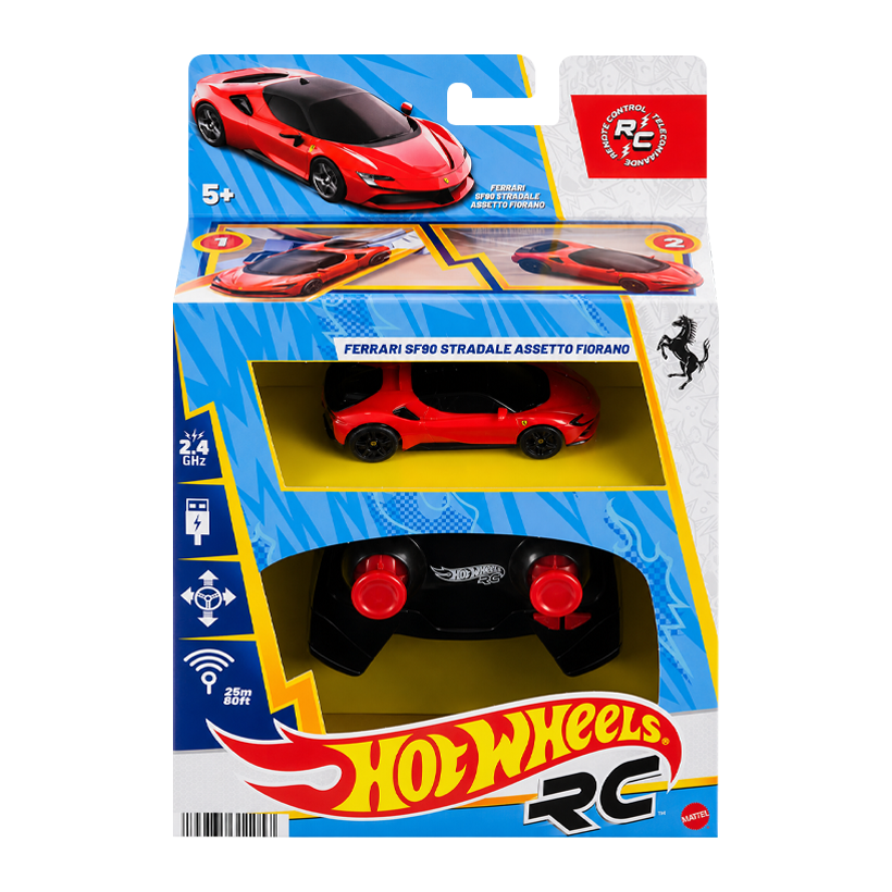 Машинка Радиоуправляемая Hot Wheels Ferrari SF90 Stradale Assetto Fiorano 1:64 JGD09 Red - Retromagaz