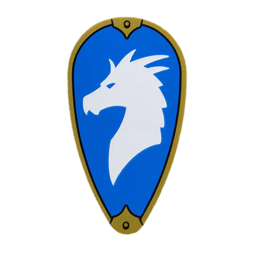 Оружие Lego Щит Shield Oval with Gold Border and White Dragon Head 2586pb013 6483295 Light Bluish Grey Б/У - Retromagaz
