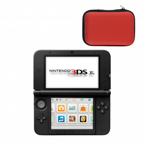 Набор Консоль Nintendo 3DS XL Модифицированная 32GB Red Black + 10 Встроенных Игр Б/У  + Чехол Твердый RMC Новый - Retromagaz