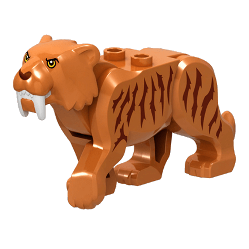 Фигурка Lego Земля Saber-Toothed Tiger Yellow Eyes Long Teeth and Reddish Brown Stripes Animals bb0787c03pb01 6225509 Medium Nougat Б/У - Retromagaz