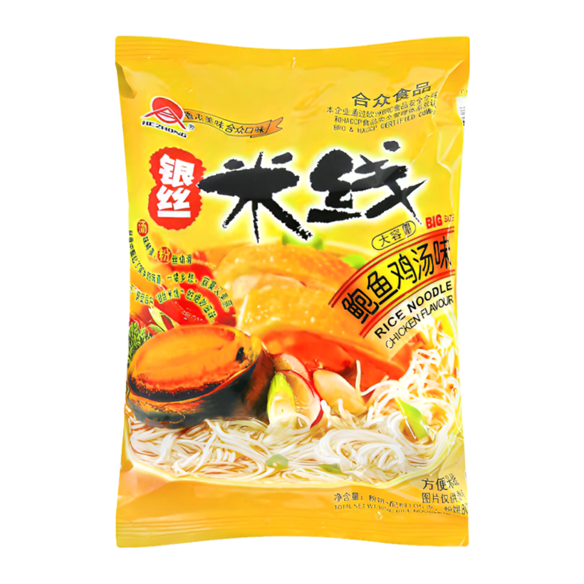 Лапша Hezhong Рисовая со Вкусом Курицы и Моллюсков Неострая 105g - Retromagaz