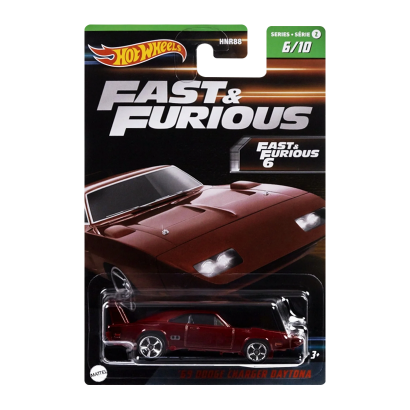 Тематична Машинка Hot Wheels '69 Dodge Charger Daytona Fast & Furious 1:64 HNR88/HNT06 Dark Red - Retromagaz
