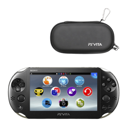 Набір Консоль Sony PlayStation Vita Slim Модифікована 64GB Black + 5 Вбудованих Ігор Б/У  + Чохол Твердий RMC Новий - Retromagaz