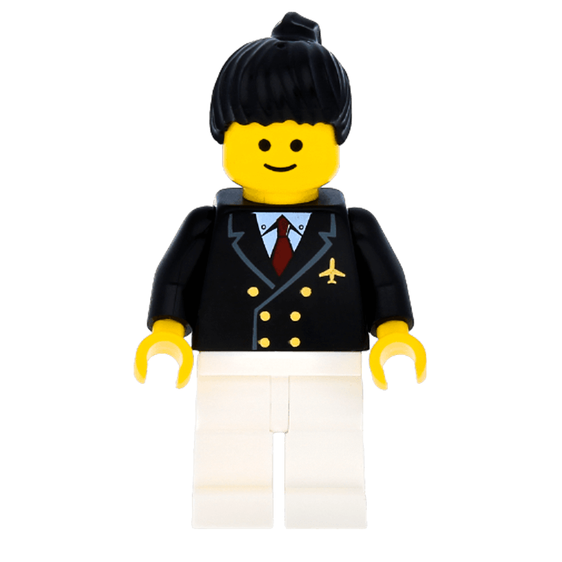 Фігурка Lego Airport Pilot Red Tie and 6 Buttons Black Ponytail Hair City air030 Б/У - Retromagaz