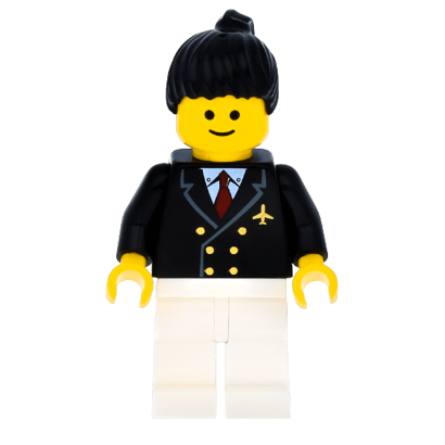 Фигурка Lego Pilot Red Tie and 6 Buttons Black Ponytail Hair City Airport air030 Б/У - Retromagaz