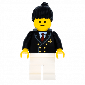 Фигурка Lego Pilot Red Tie and 6 Buttons Black Ponytail Hair City Airport air030 Б/У