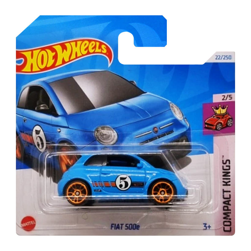 Машинка Базовая Hot Wheels Fiat 500e Compact Kings 1:64 HTD03 Blue - Retromagaz