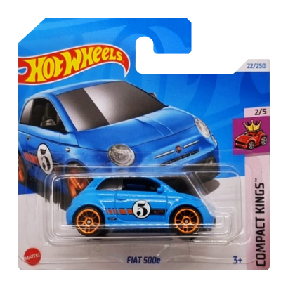 Машинка Базовая Hot Wheels Fiat 500e Compact Kings 1:64 HTD03 Blue - Retromagaz