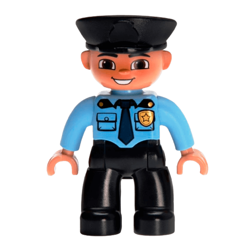 Фигурка Lego Boy Police Black Legs Medium Blue Top Duplo 47394pb169 Б/У - Retromagaz