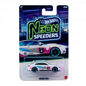 Тематическая Машинка Hot Wheels BMW M4 Neon Speeders 1:64 JKY02 White - Retromagaz