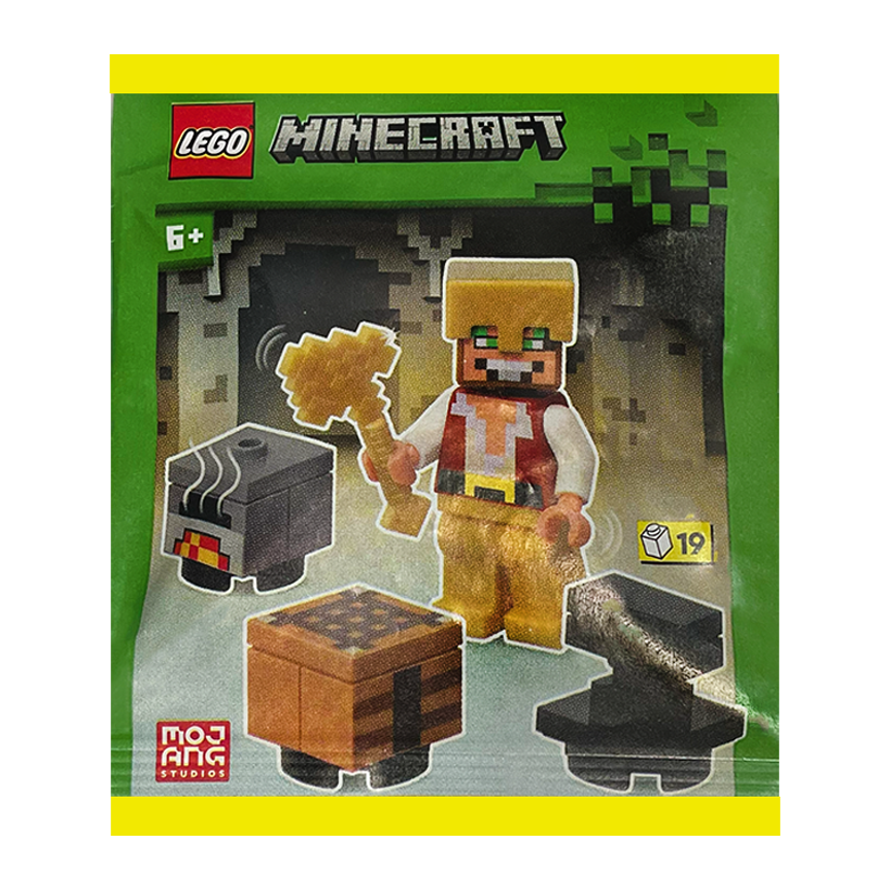 Конструктор Lego Фігурка Gold Hunter with Crafting Table, Furnace and Anvil Paper Bag Minecraft 472506 min230 Новий - Retromagaz