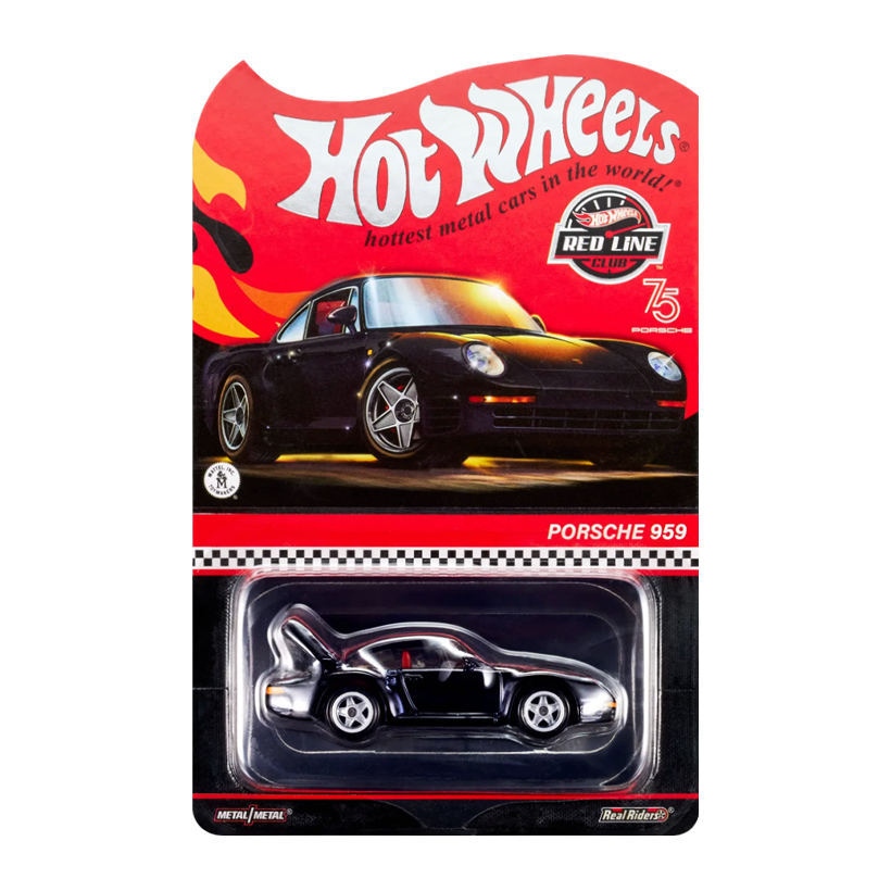 Машинка Premium Hot Wheels Porsche Porsche 959 Red Line Club RLC 1:64 HNL18 Black - Retromagaz
