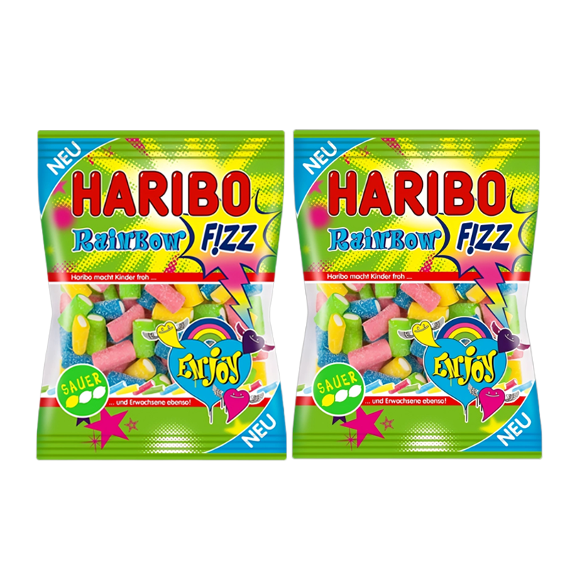 Набор Конфеты Жевательные 2шт Haribo Шипучие Rainbow Fizz 160g - Retromagaz