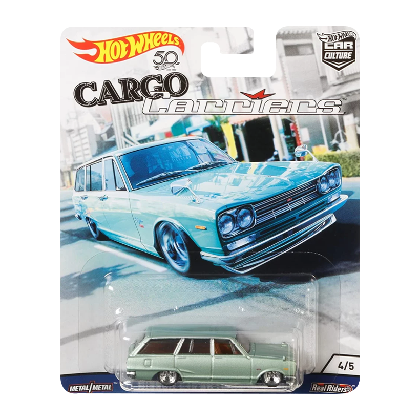 Машинка Premium Hot Wheels Nissan C210 Skyline Wagon Cargo Carriers 1:64 FLC10 Green - Retromagaz