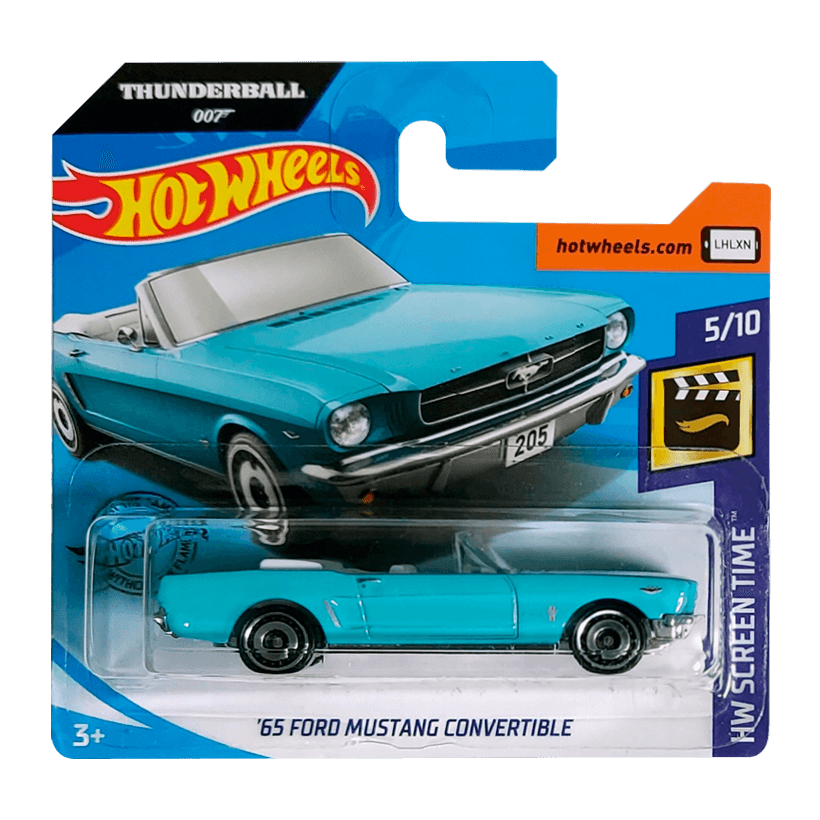 Машинка Базова Hot Wheels Thunderball 007 '65 Ford Mustang Convertible Screen Time 1:64 GHC77 Turquoise - Retromagaz