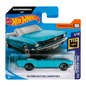 Машинка Базовая Hot Wheels Thunderball 007 '65 Ford Mustang Convertible Screen Time 1:64 GHC77 Turquoise