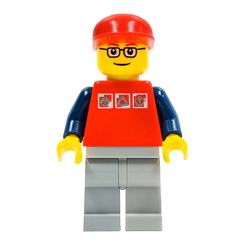 Фигурка Lego People 973pb0274 Red Shirt with 3 Silver Logos City cty0060 Б/У - Retromagaz