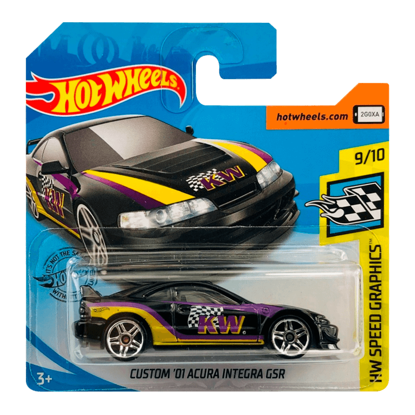 Машинка Базова Hot Wheels Custom '01 Acura Integra GSR Speed Graphics 1:64 FYF02 Black - Retromagaz