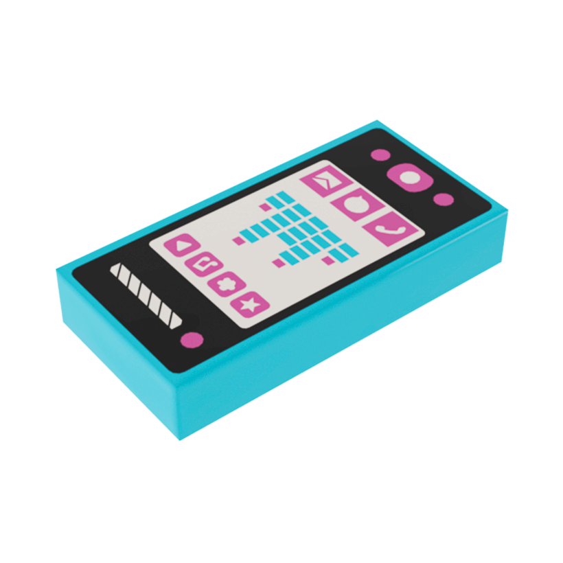 Плитка 2шт Lego Декоративная Groove with Smartphone 1 x 2 3069bpb0279 6038640 Medium Azure Б/У - Retromagaz