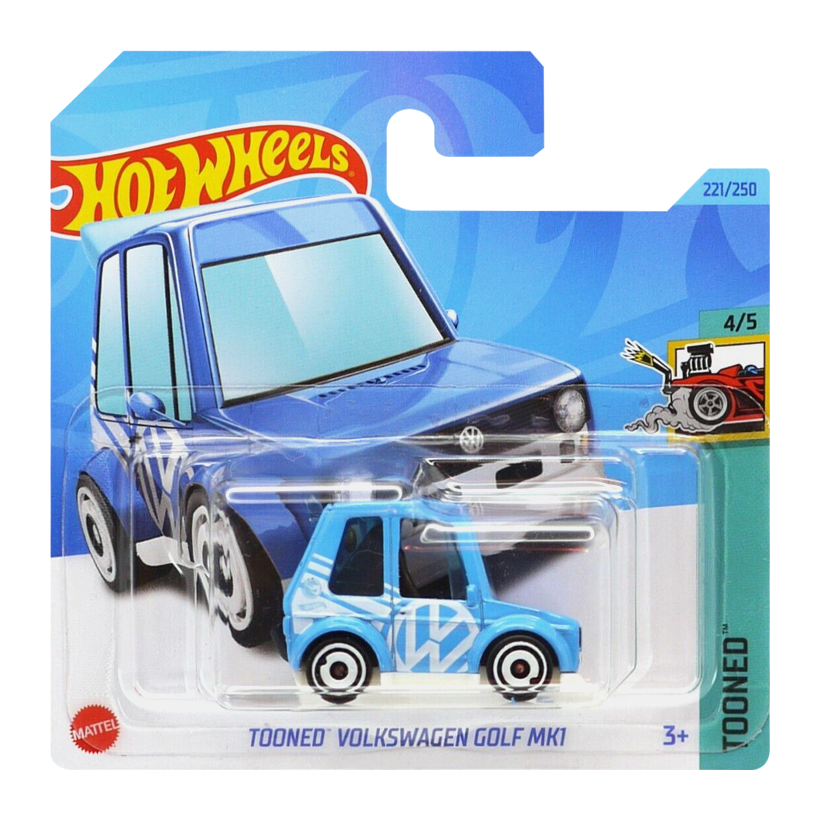 Машинка Базовая Hot Wheels Tooned Volkswagen Golf MK1 Treasure Hunts Tooned 1:64 HKK96 Light Blue - Retromagaz