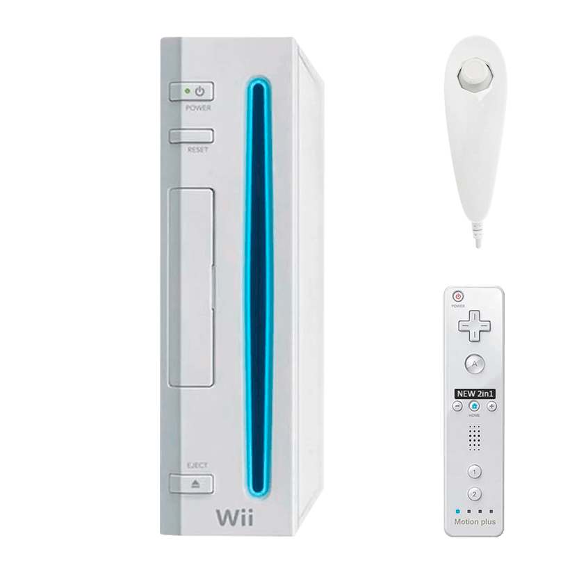 Набір Консоль Nintendo Wii RVL-001 Europe 512MB White Б/У  + Контролер Бездротовий RMC Remote Plus Новий + Контролер Дротовий Nunchuk Новий - Retromagaz