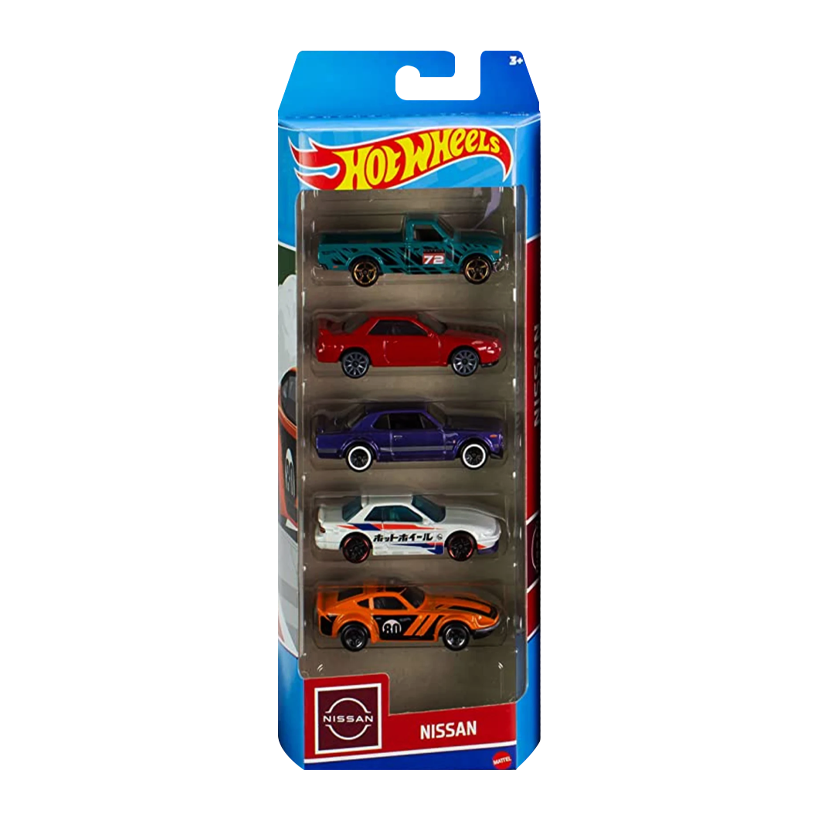 Машинка Базова 5шт Hot Wheels Datsun 620 / Nissan Skyline GT / Skyline HT / Silvia / Fairlady Nissan 1:64 HLY73 Red - Retromagaz