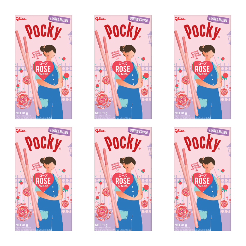 Набір Палочки 6шт Glico Pocky Rose з Трояндою 31g - Retromagaz