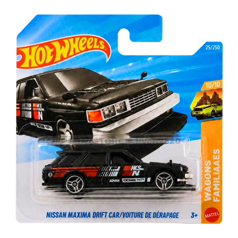 Машинка Базова Hot Wheels Nissan Maxima Drift Car Wagons 1:64 JJK53 Black - Retromagaz