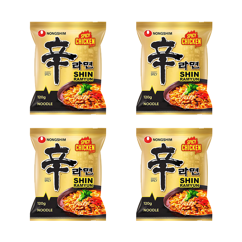 Набор Лапша 4шт Nongshim Shin Рамьон со Вкусом Курицы Острая 120g - Retromagaz