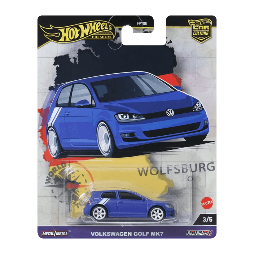 Машинка Premium Hot Wheels Volkswagen Golf Mk7 World Tour 1:64 HRV79 Blue - Retromagaz