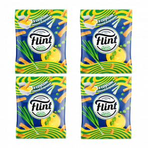 Набор Сухарики 4шт Flint со Вкусом Зеленого Лука и Соусом Сырным 15g + 70g - Retromagaz