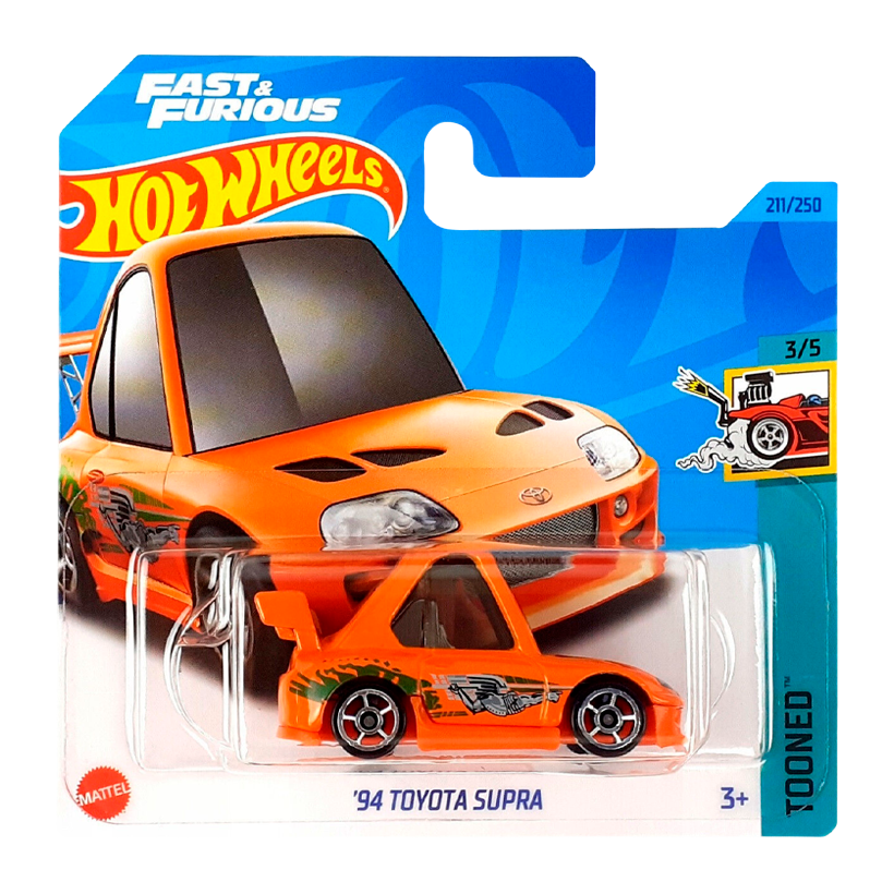 Машинка Базова Hot Wheels Fast & Furious '94 Toyota Supra Tooned 1:64 HKG62 Orange - Retromagaz
