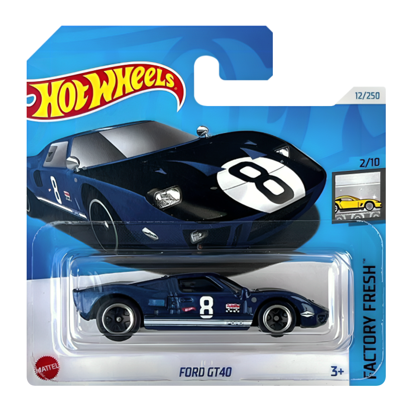 Машинка Базовая Hot Wheels Ford GT40 Factory Fresh 1:64 HTD34 Blue - Retromagaz