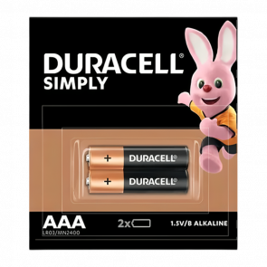Батарейка 2шт Duracell AAA Simply LR03/MN2400 Black - Retromagaz