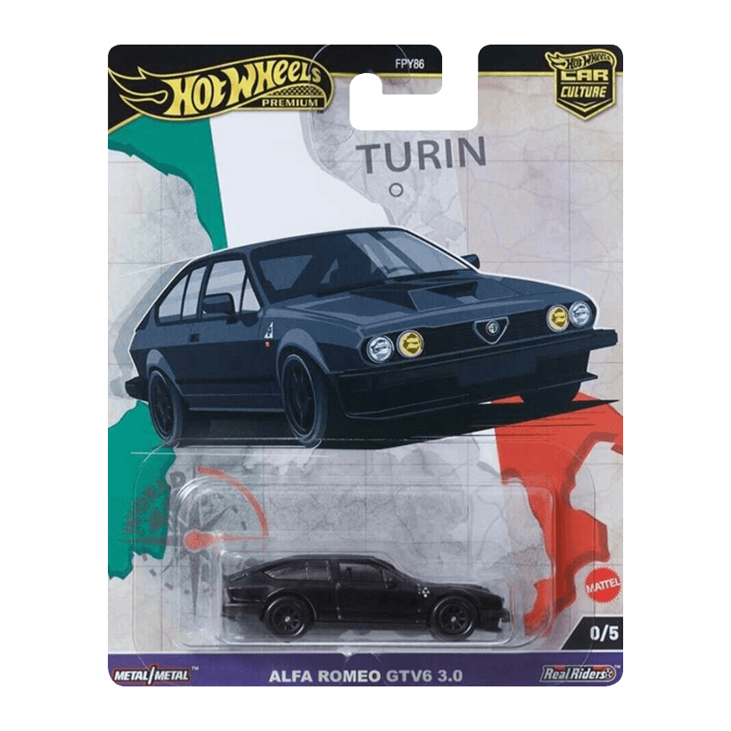 Машинка Premium Hot Wheels Alfa Romeo GTV6 3.0 Chase World Tour 1:64 HRV83 Black - Retromagaz