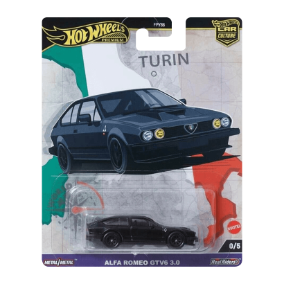 Машинка Premium Hot Wheels Alfa Romeo GTV6 3.0 Chase World Tour 1:64 HRV83 Black - Retromagaz