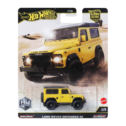 Машинка Premium Hot Wheels Land Rover Defender 90 Off-Road 1:64 JBK74 Yellow - Retromagaz