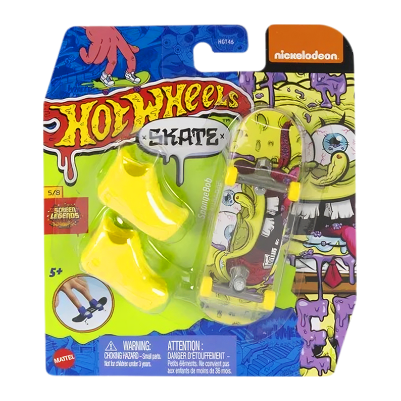 Скейт та Взуття для Пальчиків Hot Wheels SpongeBob 1:64 HVV67 Yellow - Retromagaz
