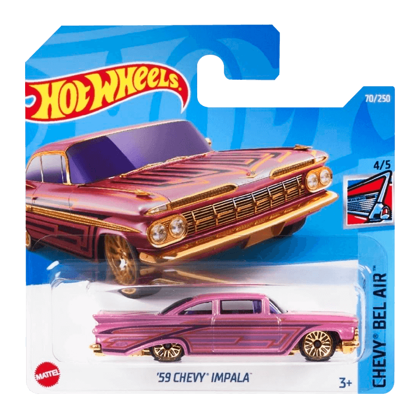 Машинка Базова Hot Wheels '59 Chevy Impala Chevy Bel Air 1:64 HCV08 Pink - Retromagaz