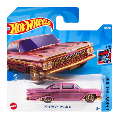Машинка Базова Hot Wheels '59 Chevy Impala Chevy Bel Air 1:64 HCV08 Pink - Retromagaz